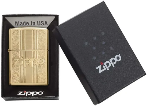 Vista 6 de Zippo y diseño de patrón - Encendedor de bolsillo de latón pulido, tamaño único