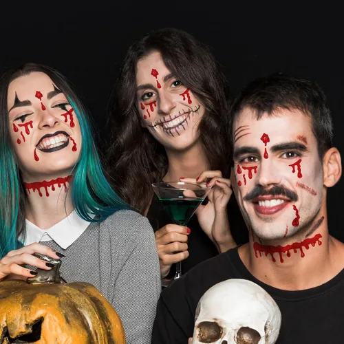 Vista 5 de Joyas de cara de vampiro, gemas para la cara, joya de Halloween, disfraz de sangre de cristal, gemas de cara sangrante, tatuaje de cicatriz, tatuaje