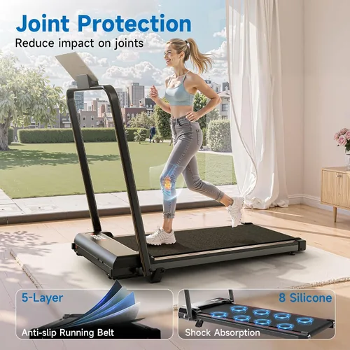 Vista 8 de Pink Walking Pad Portable Treadmill with Incline 8% Small Walking Pad Handle Bar Under Desk for Home Office Mini Treadmill with 2.5HP Ultra Quiet
