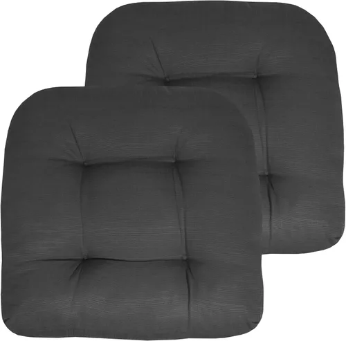 Vista 38 de Sweet Home Collection - Cojines para silla de patio y exterior, almohadillas prémium con relleno grueso y cómodo de fibra, mechones, 19 x 19 Negro