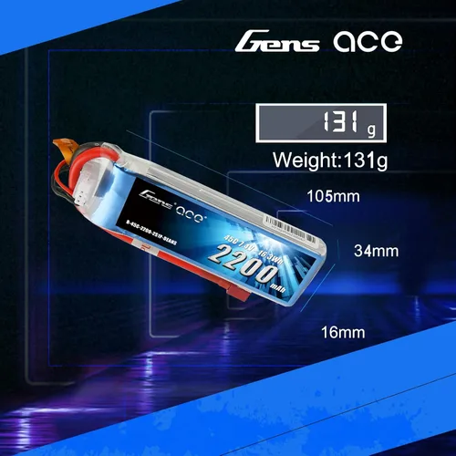 Vista 2 de Gens ace 7.4V 2200mAh 2S 45C LiPo Batería Deans Plug para 70MM EDF RC Avión 450 Helicóptero Rc Barco