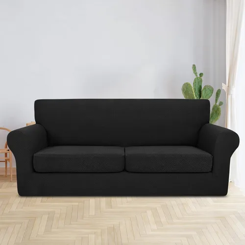 Vista 2 de JIVINER Fundas de sofá de 3 piezas para sofá de 2 cojines, funda elástica para sofá con 2 fundas de cojín de asiento extra grandes, fundas gruesas