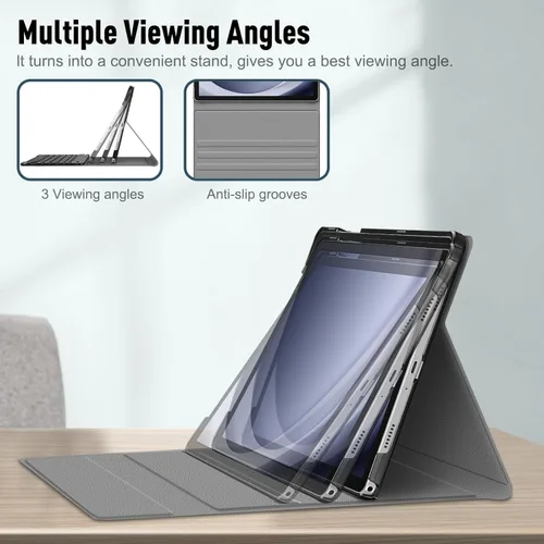 Vista 3 de Funda de teclado para tableta Samsung Galaxy Tab A8 X200/X205 de 10.5 pulgadas, cubierta protectora de teclado con soporte multiángulo, borde