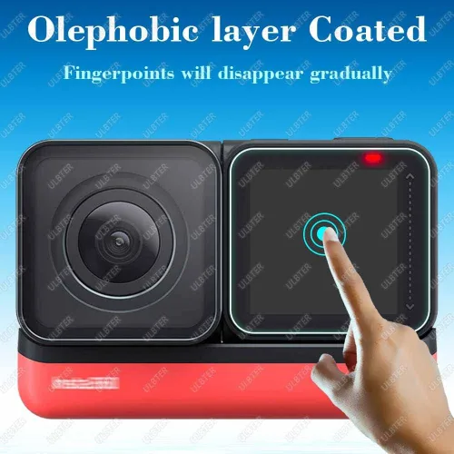 Vista 4 de ULBTER Protector de pantalla para Insta360 ONE RS/ONE R, 2 juegos de protectores de pantalla para LCD + lente gran angular 4K, cubierta de vidrio