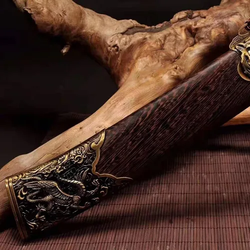 Vista 7 de OYZ Espada Katana, Espada Samurai Japonesa, Katana de acero de alto carbono 1095, hecho a mano, espada china de acero plegado