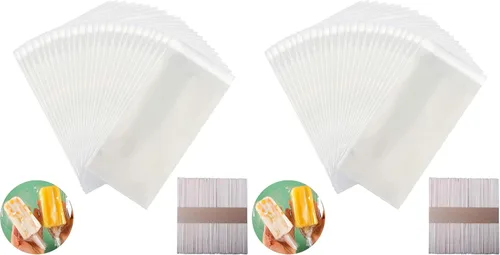 Vista 8 de Miaowoof 200 bolsas de paletas sellables, bolsas de hielo para helados, envoltorios transparentes autoadhesivos, 6.3 x 3.2 pulgadas desechables