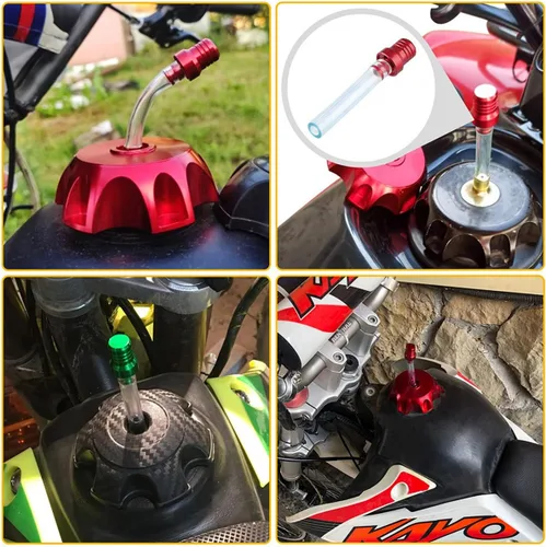 Vista 5 de 5 tapas de ventilación para tanque de combustible de motocicleta, manguera de tubo de respiración bidireccional para ahorrar combustible, tubo