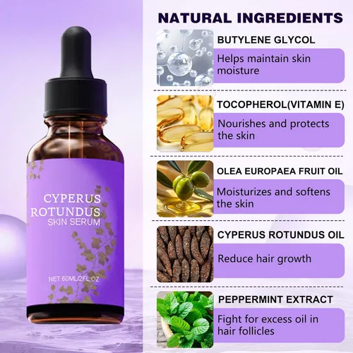 Vista 7 de Cyperus Rotundus - Suero para la piel, 2 piezas, aceite de Cyprus Rotundus para depilación, aceite corporal hidratante orgánico natural, adecuado