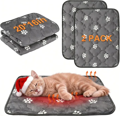 Vista 9 de BEAUTYZOO Cama para Gatos Autocalentable, Paquete de 4 Camas Calentadas para Gatos, Almohadilla de Calentamiento de Lámina Térmica de Felpa Extra