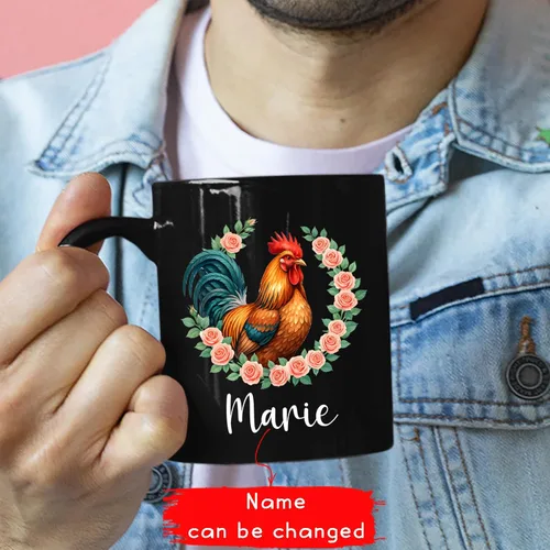 Vista 2 de Taza de pollo con texto en inglés "I Just A Girl Who Loves Chickens", taza de pollo personalizada, regalo personalizado para amantes de los pollos