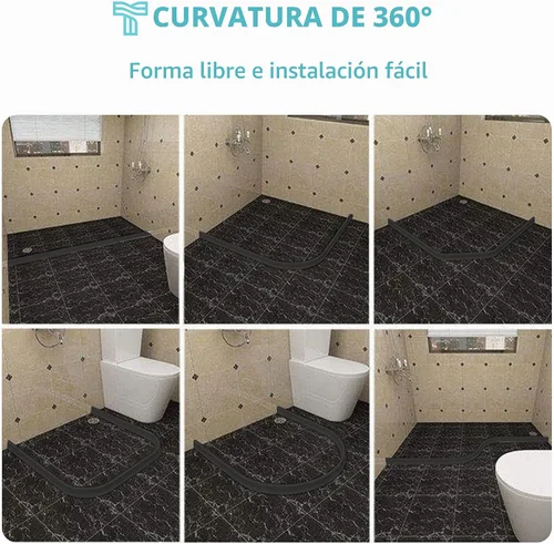 Vista 6 de Represa de Agua para Umbral de Ducha, Protector de Agua para Ducha de Acceso, Represa de Ducha Barrera de Agua, Protector contra Salpicaduras