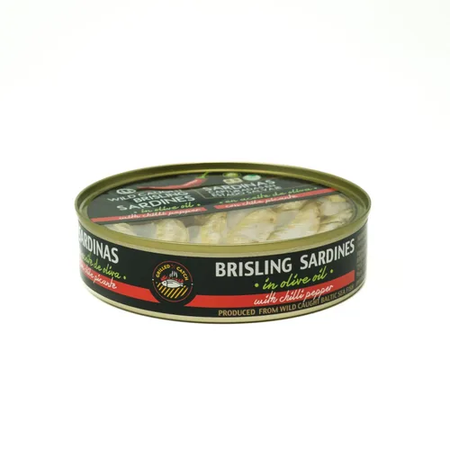 Vista 3 de Grilled Catch Sardinas enérgicas salvajes en aceite de oliva con chile 5.6 onzas, empaquetadas a mano, omega-3 natural, alto contenido de proteínas