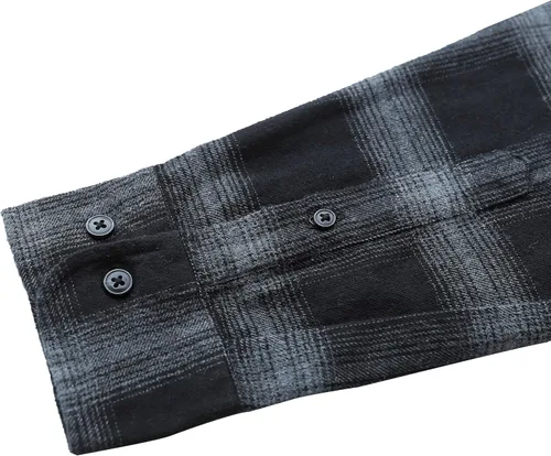 Vista 4 de Dubinik Camisa de franela para hombre, casual, con botones, para trabajo, suave, de algodón, ligera, de franela a cuadros, de manga larga