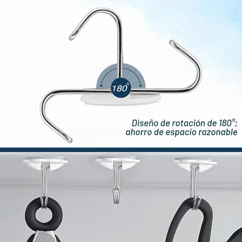 Vista 3 de 24 ganchos redondos de plástico, pequeños ganchos autoadhesivos para colgar, blanco, impermeable y a prueba de aceite para utensilios de cocina