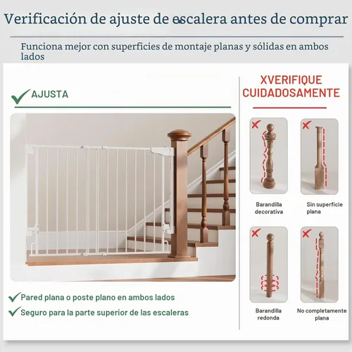 Vista 5 de Cumbor - Juego de 2 puertas de seguridad para bebés sin barra inferior, de 74-110 cm, puerta para perros con cierre automático, puerta para mascotas