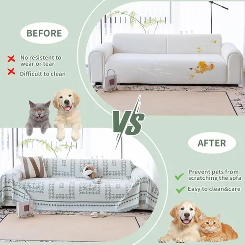Vista 12 de Funda para sofá, funda lavable para sofá para perros, fundas de felpilla para sofá para protector, aptas para mascotas (71"x 71"/Verde/1 unidad)