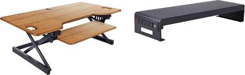 Vista 29 de Rocelco - Convertidor de escritorio para trabajar de pie con altura ajustable de 32 pulgadas - Estación de trabajo para computadora sentada o de pie