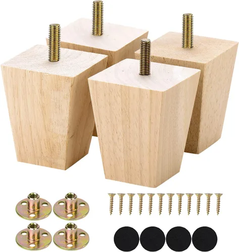 Vista 9 de Michanco Juego de 4 patas cuadradas para sofá de 2 pulgadas, patas de repuesto de madera para sofá otomano, sillón reclinable