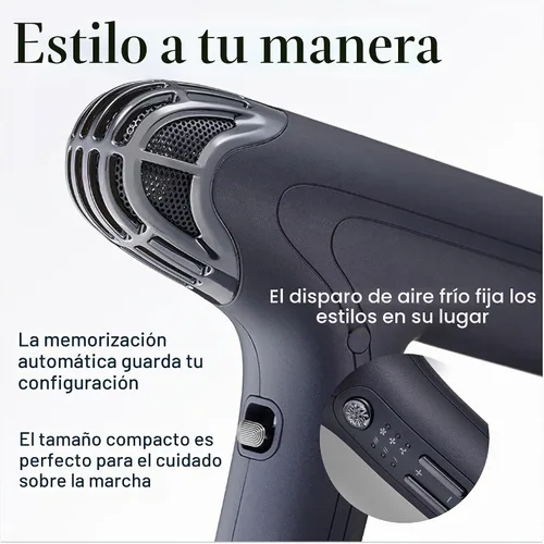 Vista 10 de Bio Ionic SMART-X Secador de Cabello con Difusor, Secador de Soplo de Alta Eficiencia con 3 Ajustes de Calor y 3 Ajustes de Velocidad, Seca