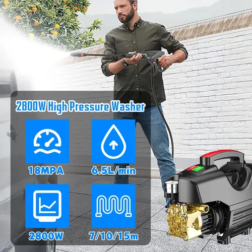 Vista 2 de Lavadora eléctrica, lavadoras a presión, lavadora de alta presión de 2800 W, kit de lavadora eléctrica, lavadora eléctrica de 2600 PSI, boquilla