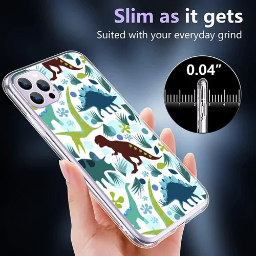 Vista 2 de Funda compatible con iPhone 14, divertida funda de dinosaurio de dibujos animados para iPhone, a prueba de golpes, funda protectora de TPU suave