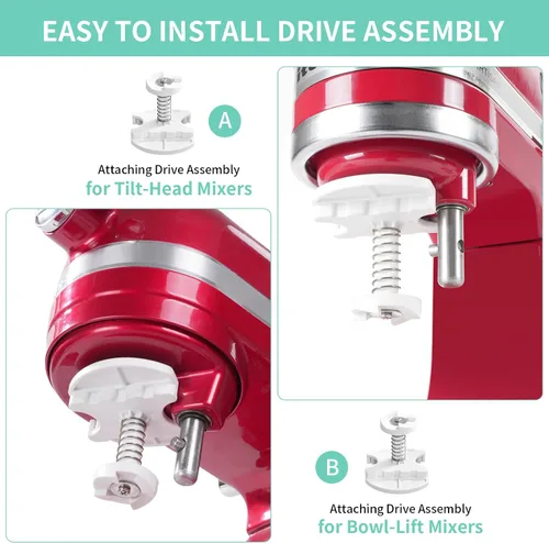 Vista 4 de Accesorio para helado compatible con mezcladores KitchenAid de 4.5/5/6/7 cuartos de galón, hace 2 cuartos de helado, compatible con accesorio