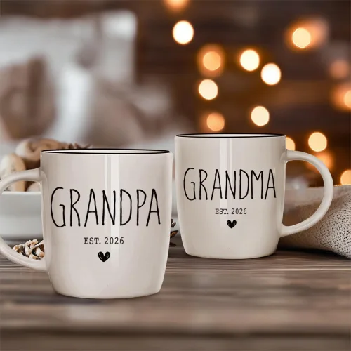 Vista 5 de Promovidos a Abuelos 2026 Juego de Tazas, Tazas de Cerámica para Abuela y Abuelo 2026, Anuncio de Embarazo para Juego de Tazas de Abuelos, Regalos