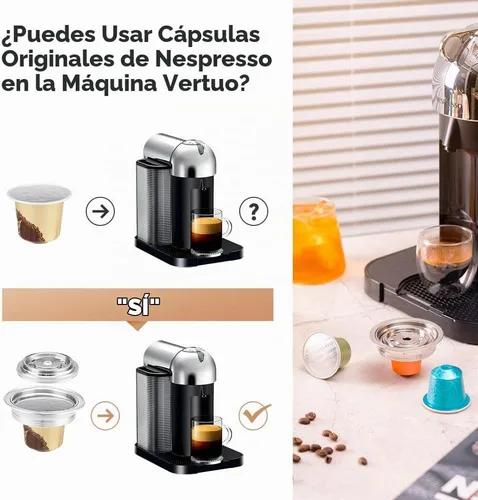 Vista 4 de Adaptador de cápsulas de café reutilizable compatible con Nespresso Vertuo, ENV135 y VertuoLine GCA1, convertidor de cápsulas de café de acero