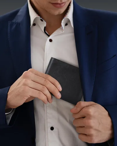 Vista 5 de Swallowmall Cartera de cuero con bloqueo RFID para hombre, cartera plegable para hombre con 1 ventana de identificación y 13 ranuras para tarjetas