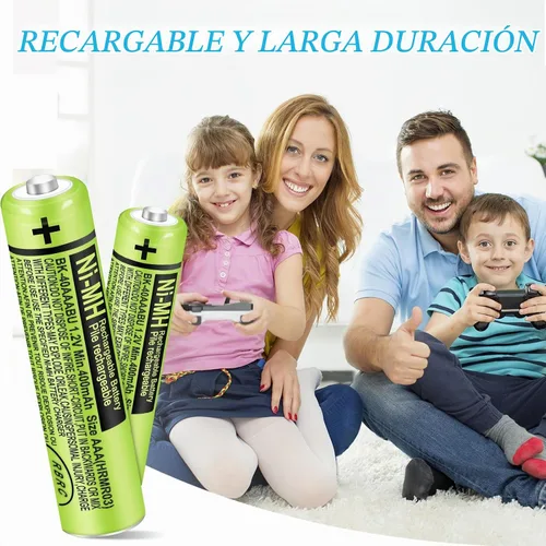 Vista 2 de Paquete de 4 baterías AAA recargables NI-MH para teléfonos
