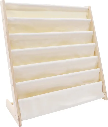 Vista 5 de Estantería para niños, organizador de estantería para niños, 6 eslingas para dormitorio, sala de juegos, almacenamiento de juguetes, 29.5 x 11.8 x
