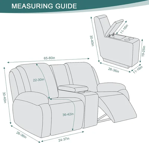 Vista 3 de Ruaozz Fundas de sofá reclinable de 3 plazas + funda reclinable de sofá biplaza con consola, color chocolate