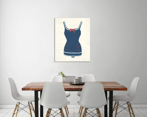 Vista 2 de Jaxson Rea Lienzo envuelto en la galería de papel de periódico Retro Swimwear I de Emily Adams, 12 x 15 pulgadas