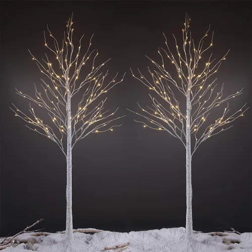 Vista 10 de Abedul con luces LED Lightshare™ + 10L luces LED Icicle Twinkling (blanco/azul), luces decorativas para el hogar, fiestas, festivales, Navidad