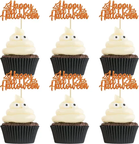Vista 30 de 24 piezas de decoración de magdalenas Ghost One con purpurina para Halloween, fantasma, para magdalenas, decoración de magdalenas, fantasma, uno