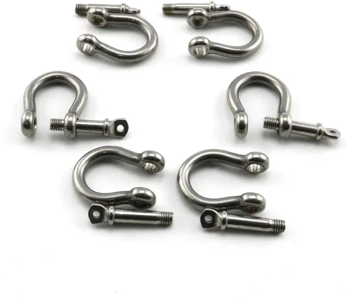 Vista 4 de heyous 6 unidades de 1/5 pulgada 0.197 in tornillo pin ancla grillete acero inoxidable resistente en forma de arco abrazadera de carga para cadenas