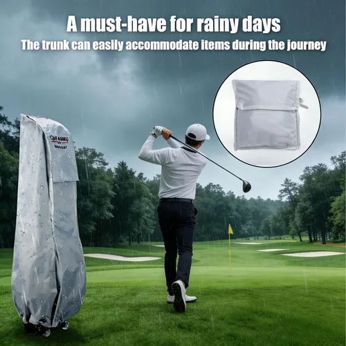 Vista 11 de Funda de lluvia para bolsa de golf, duradera, a prueba de polvo, equipo impermeable para viajes, bolsa de golf, capucha de lluvia de 50.4 pulgadas