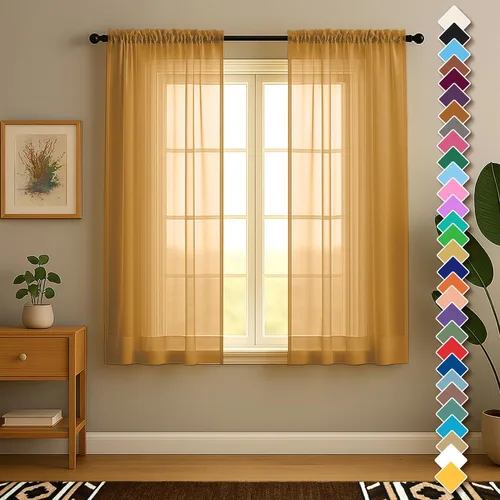 Vista 19 de YHSF Cortinas traslúcidas – Juego de 2 paneles para decoración del hogar – Elegantes cortinas de gasa sólida con bolsillo para barra
