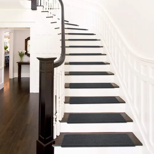 Vista 2 de PURE ERA Bullnose - Juego de peldaños de alfombra para escaleras sin cinta, antideslizantes, protectores de escaleras para interiores, alfombras