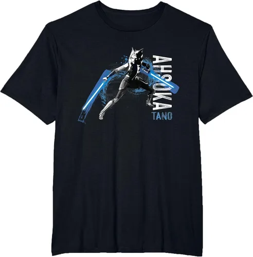 Vista 12 de Star Wars The Clone Wars Ahsoka Tano Dual Lightsabers Camiseta Asphalt Grey