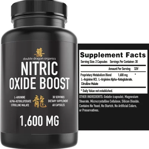 Vista 4 de Suplemento potenciador de óxido nítrico, 1600 mg extra fuerte L-Arginina, citrulina malato y alfa-cetoglutarato (60 unidades, 1 botella)