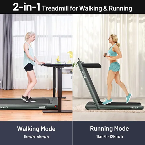Vista 2 de GYMAX Almohadilla para caminar, pantalla LED dual 2 en 1, caminadora para debajo del escritorio para el hogar con control remoto y aplicación