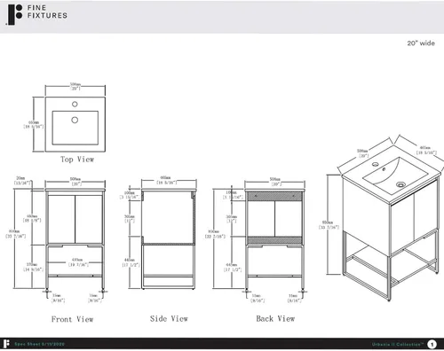 Vista 2 de Mueble de baño URBANIA VANITY con 2 puertas, estante y lavabo