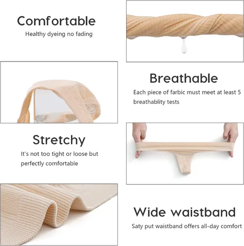 Vista 3 de Dlala Womens Thongs Breathable Panties Low Rise Sexy G-String Underwear Pack of 7