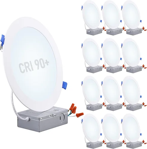 Vista 19 de TORCHSTAR Serie Básica - Paquete de 12 luces LED empotrables ultradelgadas de 3 pulgadas con caja de conexiones, CRI90, aluminio