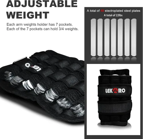 Vista 4 de Pesas ajustables para muñeca y tobillo, peso extraíble para brazos y piernas para hombres y mujeres, fitness, entrenamiento de fuerza, correr