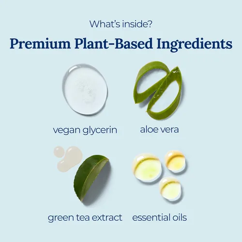 Vista 3 de Desinfectante de manos en gel de 3 mentas, calmante, hidratante, hidratante, tamaño de viaje, con aloe vera y extracto de té verde, mezcla de aceite