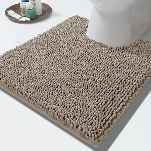 Vista 106 de Yimobra Tapetes de baño lavables, de chenilla súper suave y absorbente, para suelo y alfombra, de secado rápido, antideslizante, para bañera y Beige