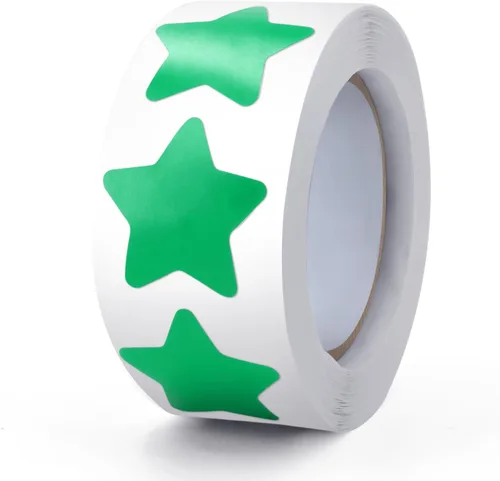 Vista 15 de Rollo de calcomanías de estrellas negras de 1 pulgada, autoadhesivas, impermeables, extraíbles, para niños, profesores, negocios, 500