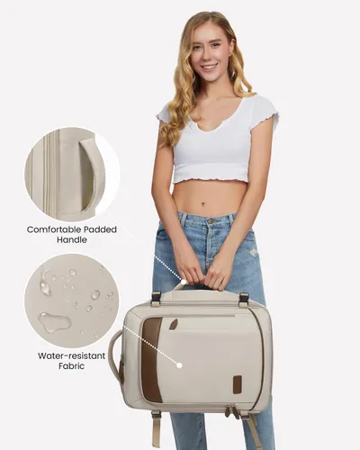 Vista 5 de LOVEVOOK Mochila de transporte grande de 45 litros para mujeres y hombres, aprobada por aerolíneas, mochilas de maleta grande expandible con 4 cubos